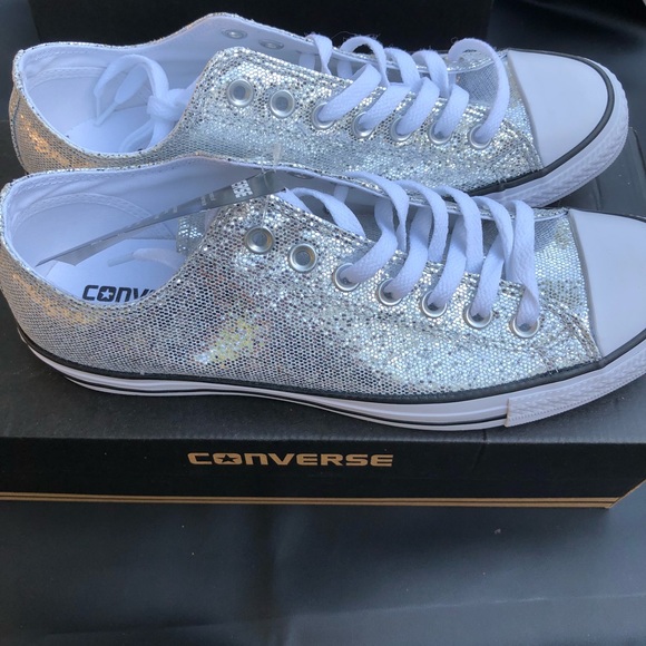 converse all star ox low silver sequins